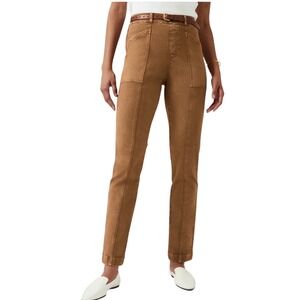Spanx Women's Stretch Twill Cargo Straight Leg Shaping Pants Camel Brown Size M